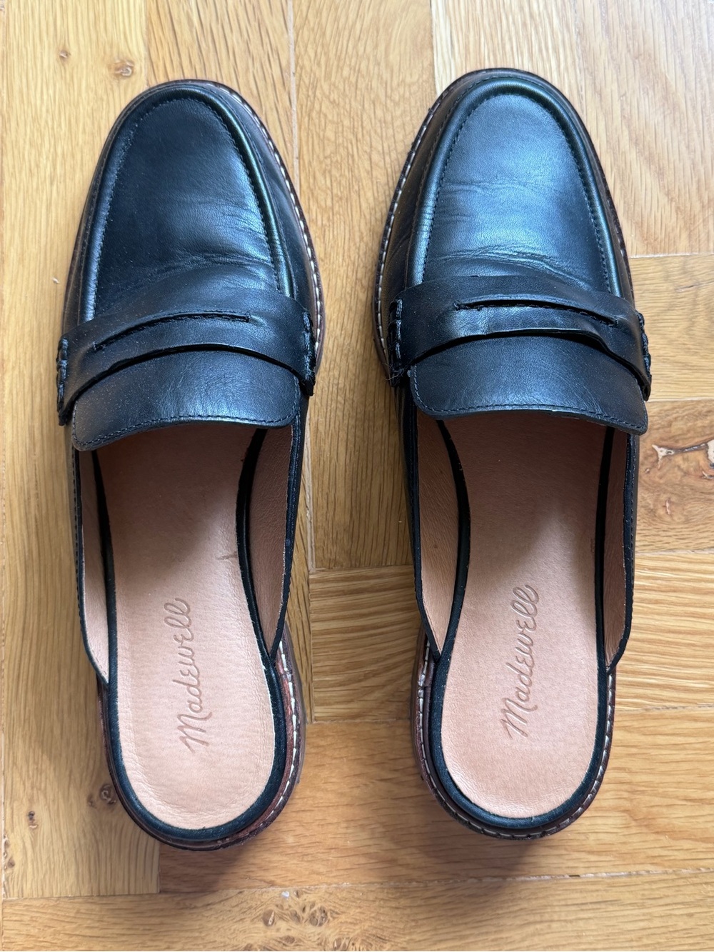 Madewell Corrine Black Leather Lug-Sole Loafer Mule - Size 9 - Picture 2 of 6